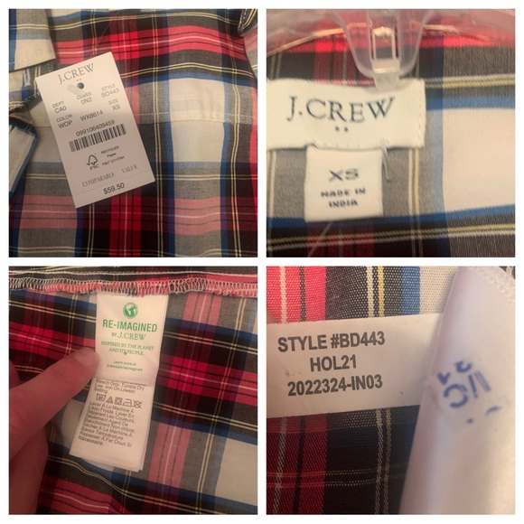 J.Crew Factory - Plaid cotton poplin shirt in signature fit- XS NWT - Picture 14 of 15